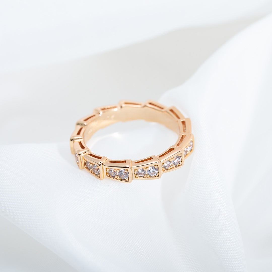 [Kincade Jewelery]SERPENTI RING PINK GOLD DIAMOND PAVED 3MM