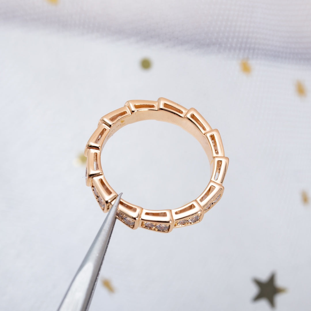 [Kincade Jewelery]SERPENTI RING PINK GOLD DIAMOND PAVED 3MM