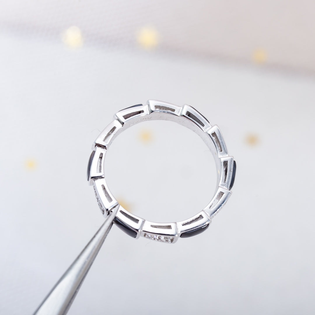 [Kincade Jewelery]SERPENTI RING SILVER  DIAMOND BLACK MOP 3MM