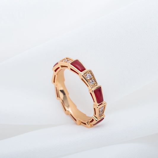[Kincade Jewelery]SERPENTI RING PINK GOLD CARNELIAN DIAMOND 3MM