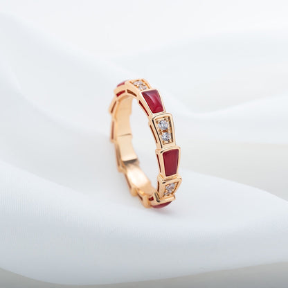 [Kincade Jewelery]SERPENTI RING PINK GOLD CARNELIAN DIAMOND 3MM