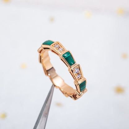 [Kincade Jewelery]SERPENTI RING PINK GOLD MALACHITE DIAMOND 3MM