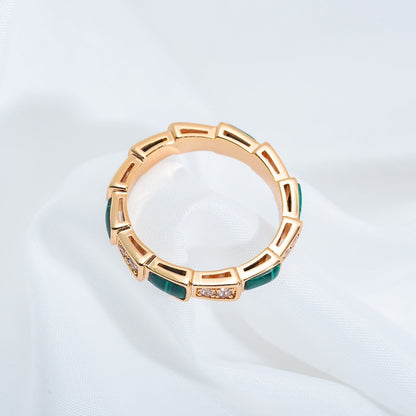 [Kincade Jewelery]SERPENTI RING PINK GOLD MALACHITE DIAMOND 3MM