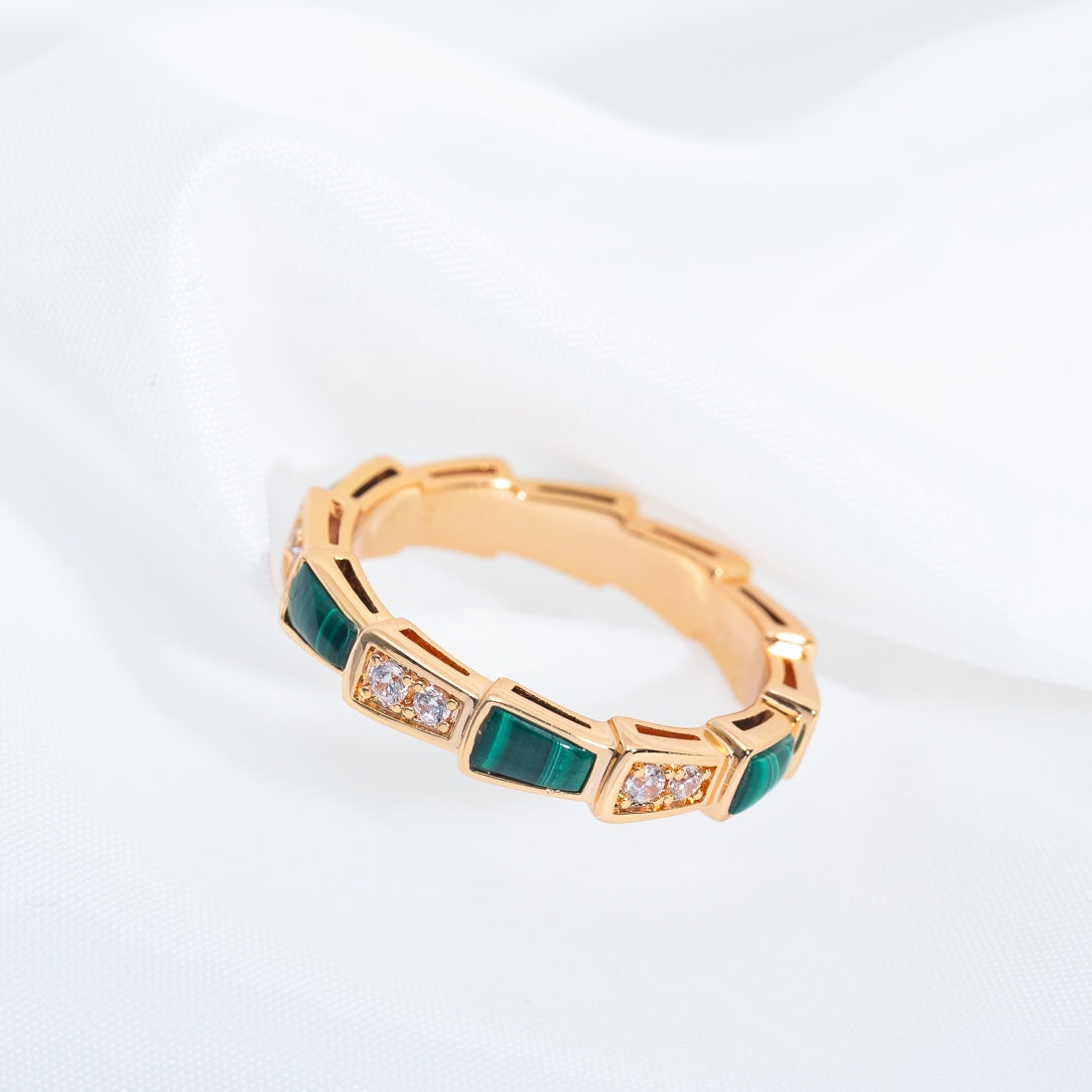 [Kincade Jewelery]SERPENTI RING PINK GOLD MALACHITE DIAMOND 3MM