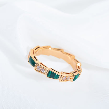 [Kincade Jewelery]SERPENTI RING PINK GOLD MALACHITE DIAMOND 3MM
