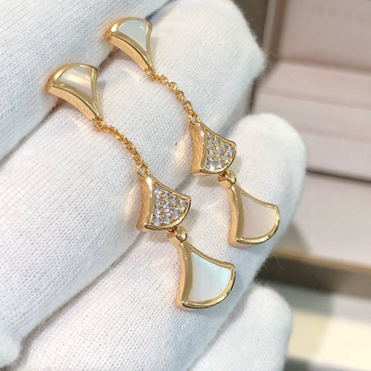 [Kincade Jewelery]DREAM EARRINGS 3 MOTIFS DIAMOND MOP PINK GOLD