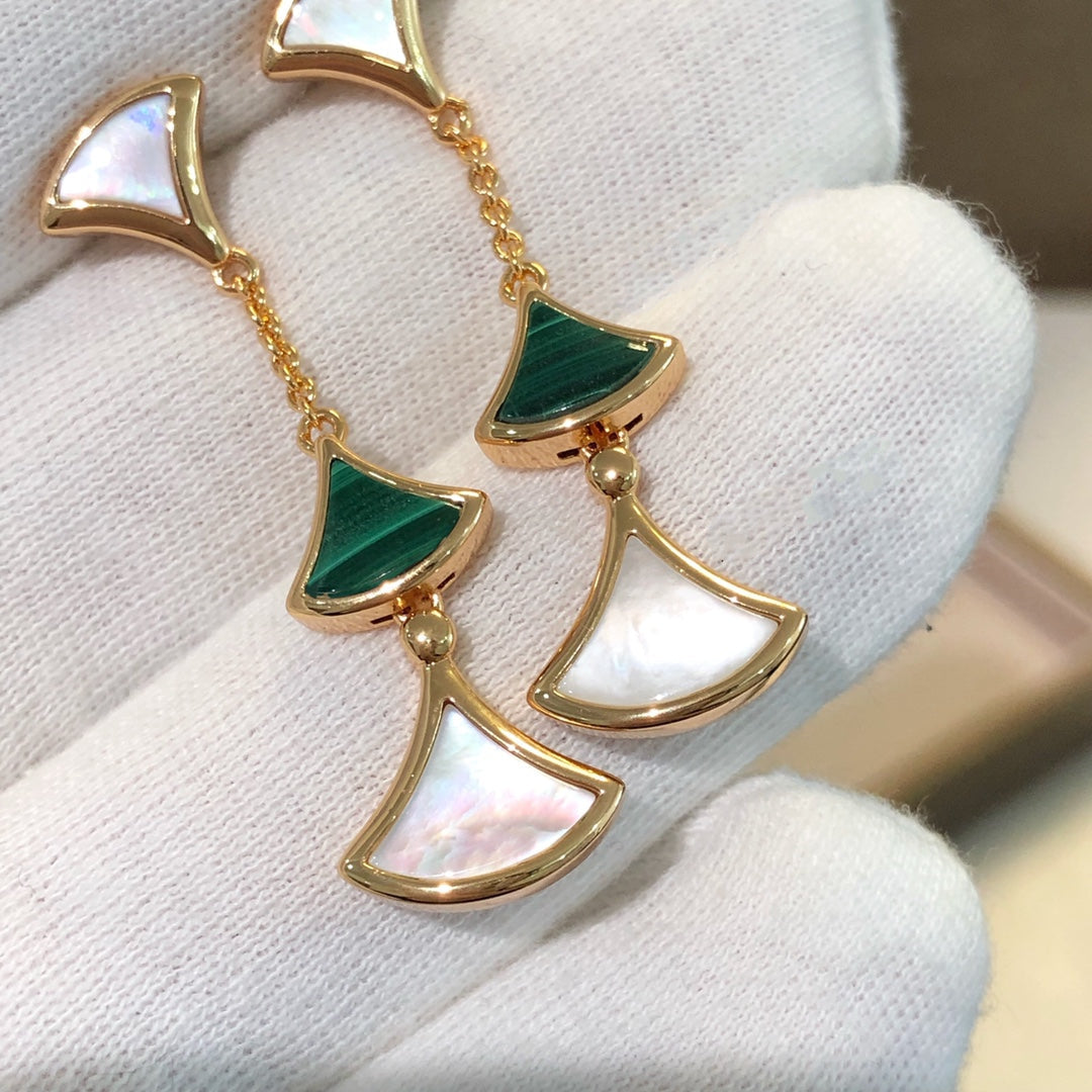 [Kincade Jewelery]DREAM EARRINGS 3 MOTIFS MALACHITE MOP PINK GOLD