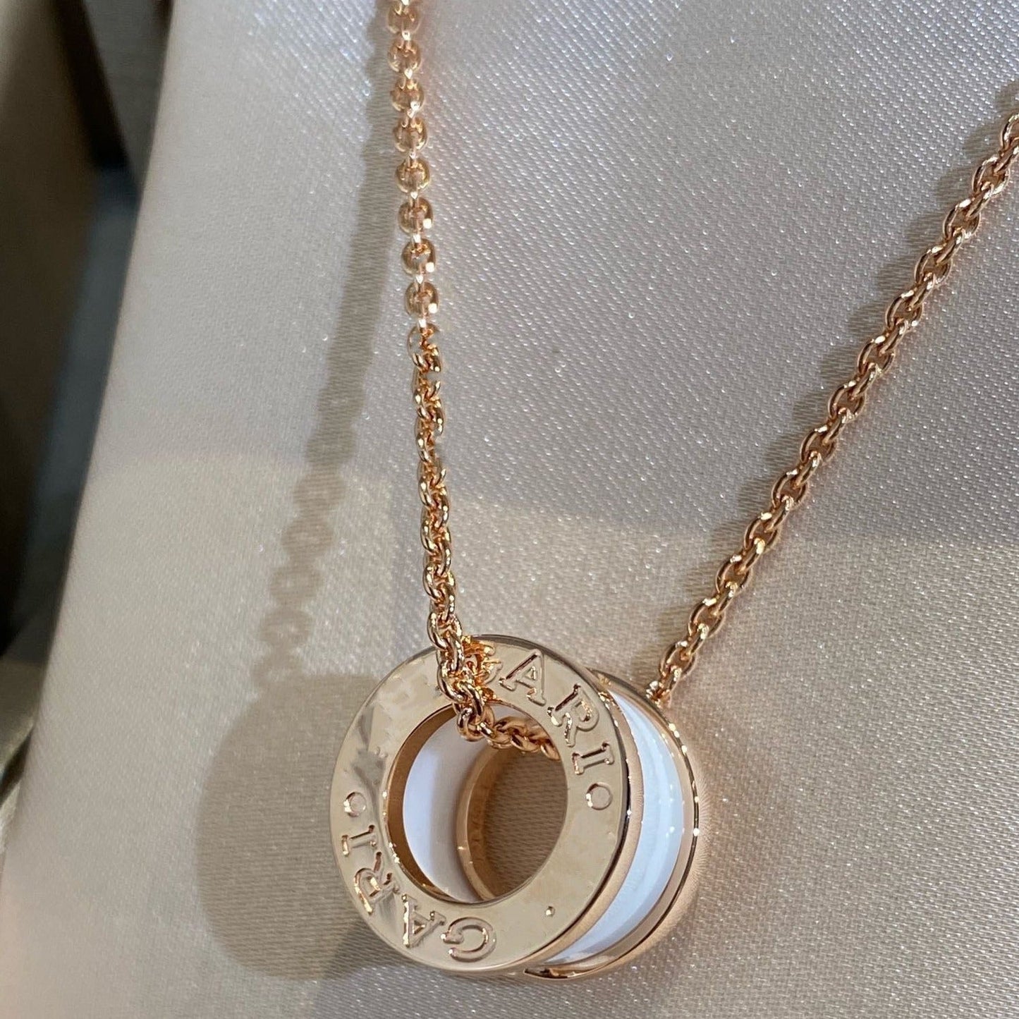 [Kincade Jewelery]ZERO 1 WHITE CERAMIC PINK GOLD NECKLACE