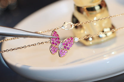 [Kincade Jewelery]BUTTERFLY RED DIAMOND ROSE GOLD NECKLACE