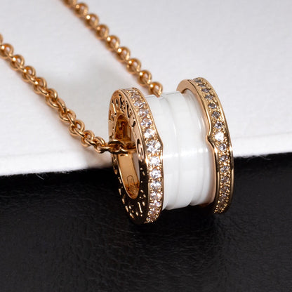 [Kincade Jewelery]ZERO 1 WHITE CERAMIC PINK GOLD DIAMOND NECKLACE