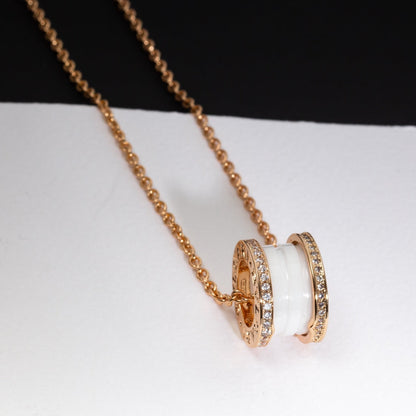 [Kincade Jewelery]ZERO 1 WHITE CERAMIC PINK GOLD DIAMOND NECKLACE