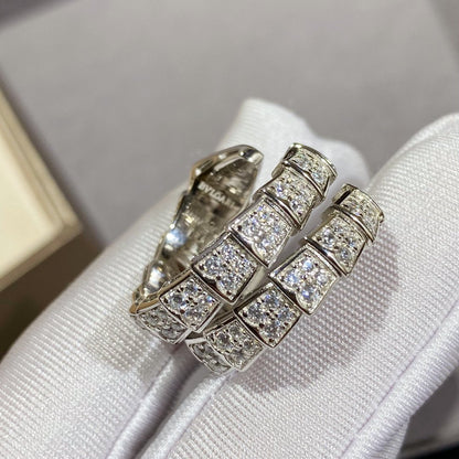 [Kincade Jewelery]SERPENTI DOUBLE RING SILVER DIAMOND PAVED