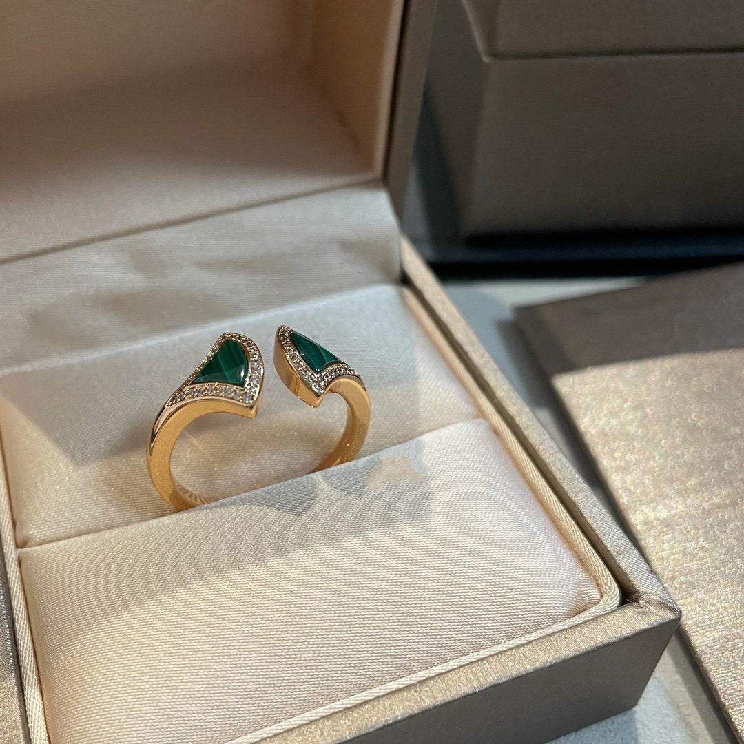 [Kincade Jewelery]DREAM MALACHITE DIAMOND OPEN RING