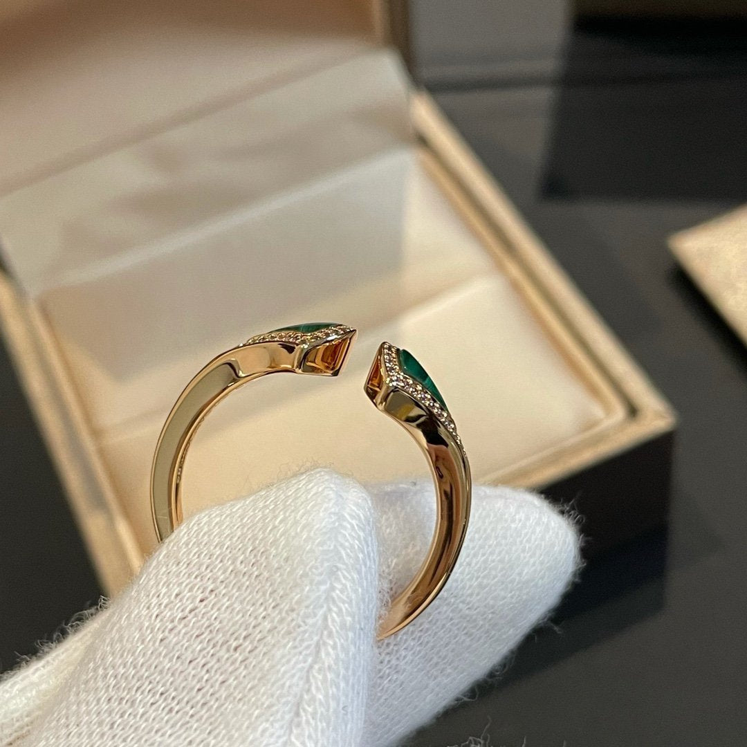 [Kincade Jewelery]DREAM MALACHITE DIAMOND OPEN RING