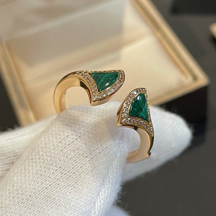 [Kincade Jewelery]DREAM MALACHITE DIAMOND OPEN RING