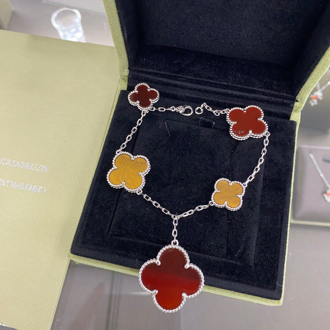 [Kincade Jewelery]Kincade 5 MOTIFS SIVLER CARNELIAN TIGER EYE BRACELET