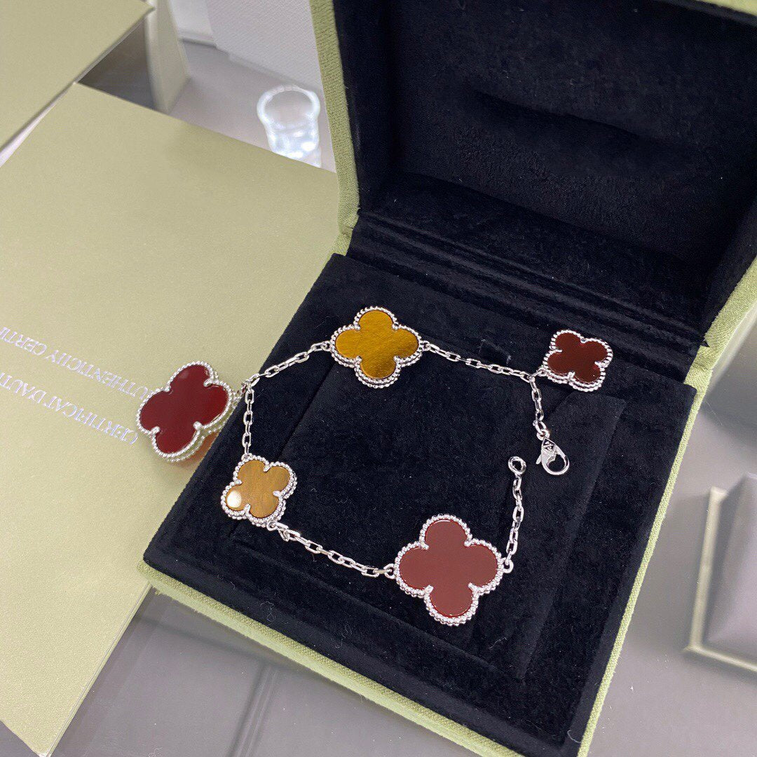 [Kincade Jewelery]Kincade 5 MOTIFS SIVLER CARNELIAN TIGER EYE BRACELET