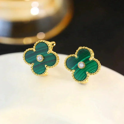 [Kincade Jewelery]Kincade MEDIUM 1 MOTIFS MALACHITE DIAMOND EARRINGS
