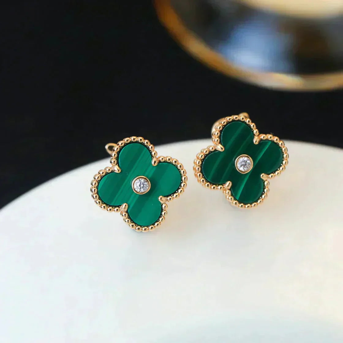 [Kincade Jewelery]Kincade MEDIUM 1 MOTIFS MALACHITE DIAMOND EARRINGS