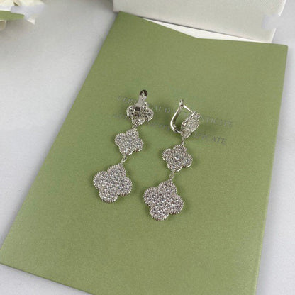 [Kincade Jewelery]Kincade 3 MOTIF DIAMOND SILVER DROP EARRINGS