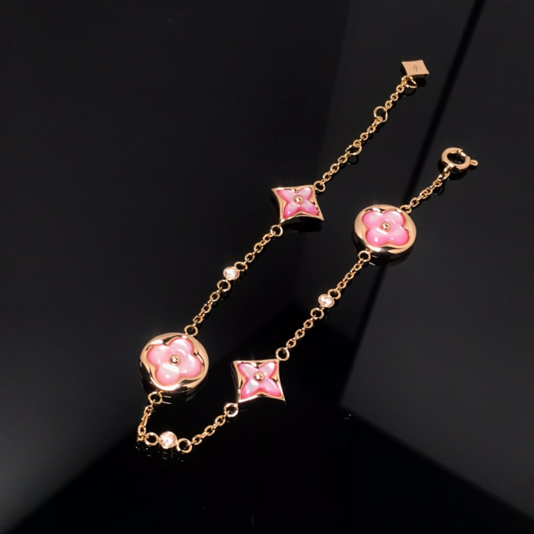 [Kincade Jewelery]STAR AND SUN 4 MOTIF PINK MOP PINK GOLD BRACELET