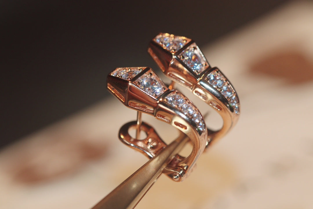 [Kincade Jewelery]SERPENT PINK GOLD DIAMOND EARRINGS