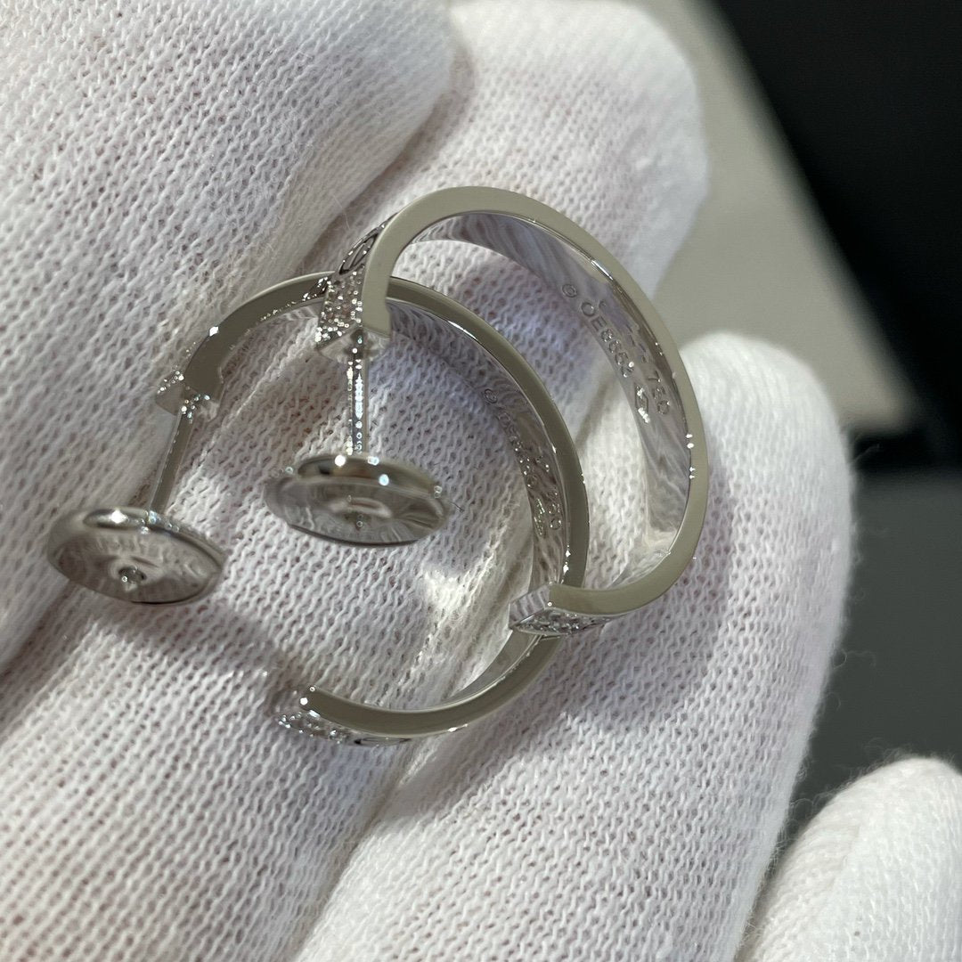 [Kincade Jewelery]LOVE DIAMOND SILVER HOOP EARRINGS