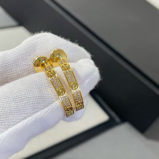 [Kincade Jewelery]LOVE DIAMOND GOLD HOOP EARRINGS