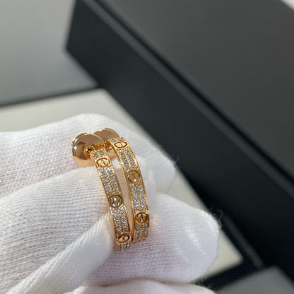 [Kincade Jewelery]LOVE DIAMOND PINK GOLD HOOP EARRINGS
