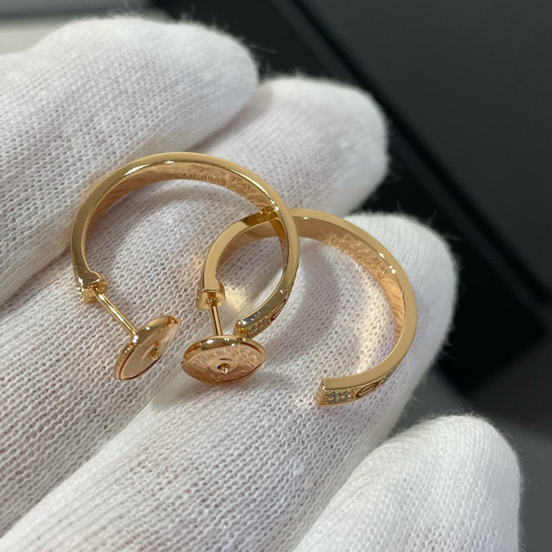 [Kincade Jewelery]LOVE DIAMOND PINK GOLD HOOP EARRINGS