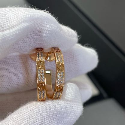 [Kincade Jewelery]LOVE DIAMOND PINK GOLD HOOP EARRINGS