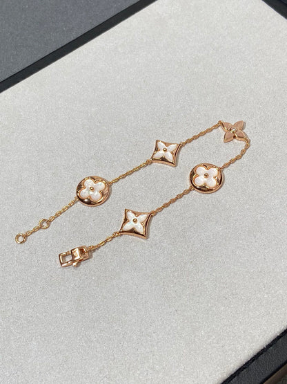[Kincade Jewelery]STAR AND SUN 5 MOTIF MOP PINK GOLD BRACELET