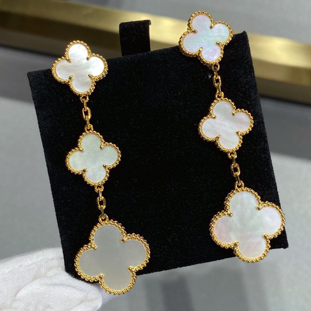 [Kincade Jewelery]Kincade MOP 3 MOTIFS GOLD EARRINGS