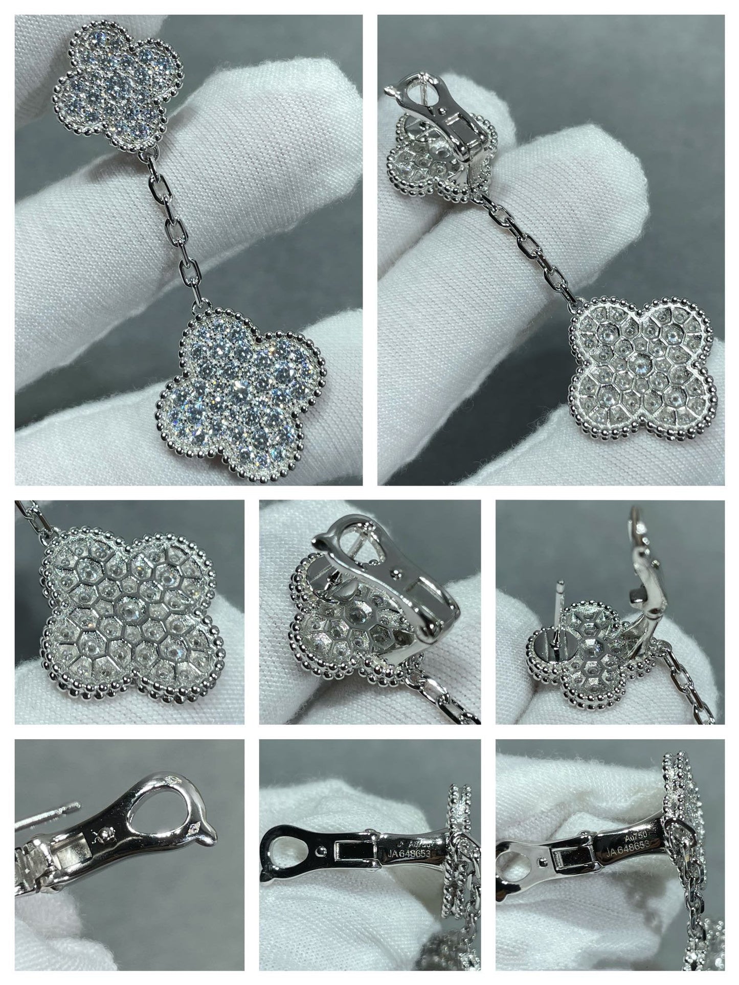 [Kincade Jewelery]Kincade 2 MOTIFS DIAMOND PAVED SILVER EARRINGS