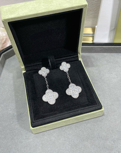 [Kincade Jewelery]Kincade 2 MOTIFS DIAMOND PAVED SILVER EARRINGS