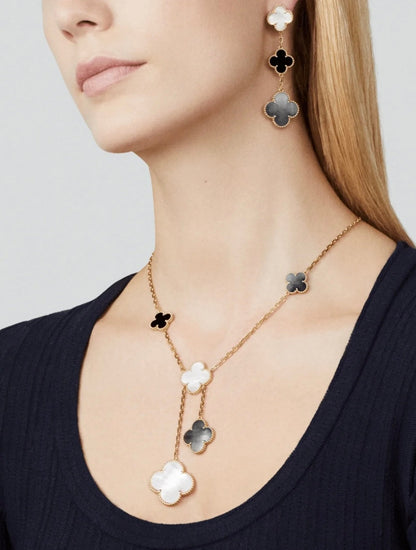 [Kincade Jewelery]Kincade 3 MOTIF MOP ONYX DARK MOP PINK GOLD EARRINGS