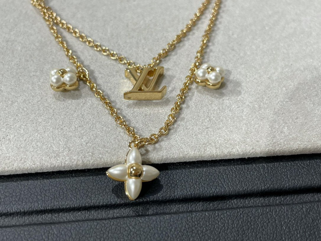 [Kincade Jewelery]FLOWERGRAM GOLD MOP DOUBLE ROW NECKLACE