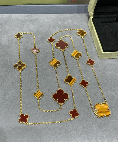 [Kincade Jewelery]Kincade 16 MOTIF CARNELIAN TIGER EYE ROSE GOLD NECKLACE