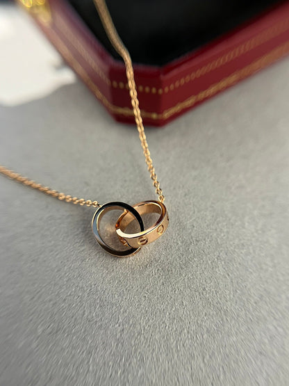 [Kincade Jewelery]LOVE NECKLACE DOUBLE RING PINK GOLD