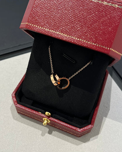 [Kincade Jewelery]LOVE NECKLACE DOUBLE RING PINK GOLD