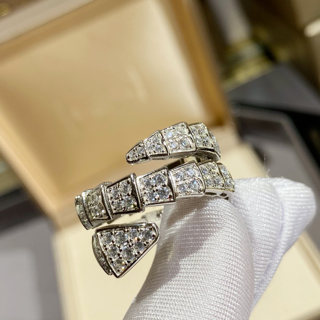 [Kincade Jewelery]SERPENTI DOUBLE RING SILVER DIAMOND PAVED