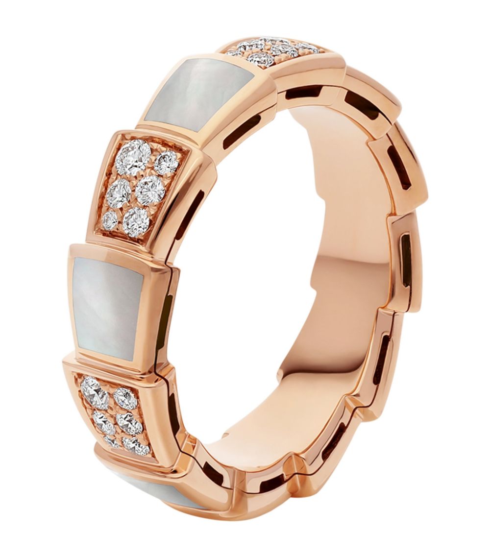 [Kincade Jewelery]SERPENTI RING PINK GOLD MOP DIAMOND PAVED 4MM