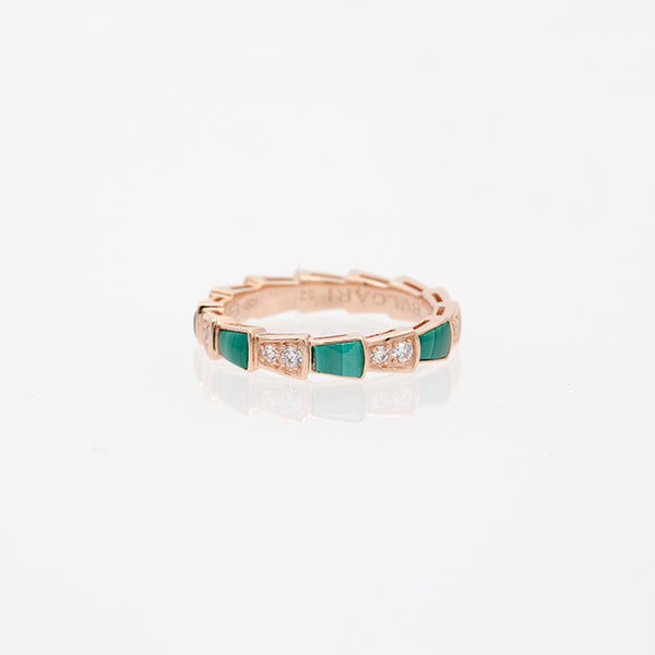 [Kincade Jewelery]SERPENTI RING PINK GOLD MALACHITE DIAMOND 3MM