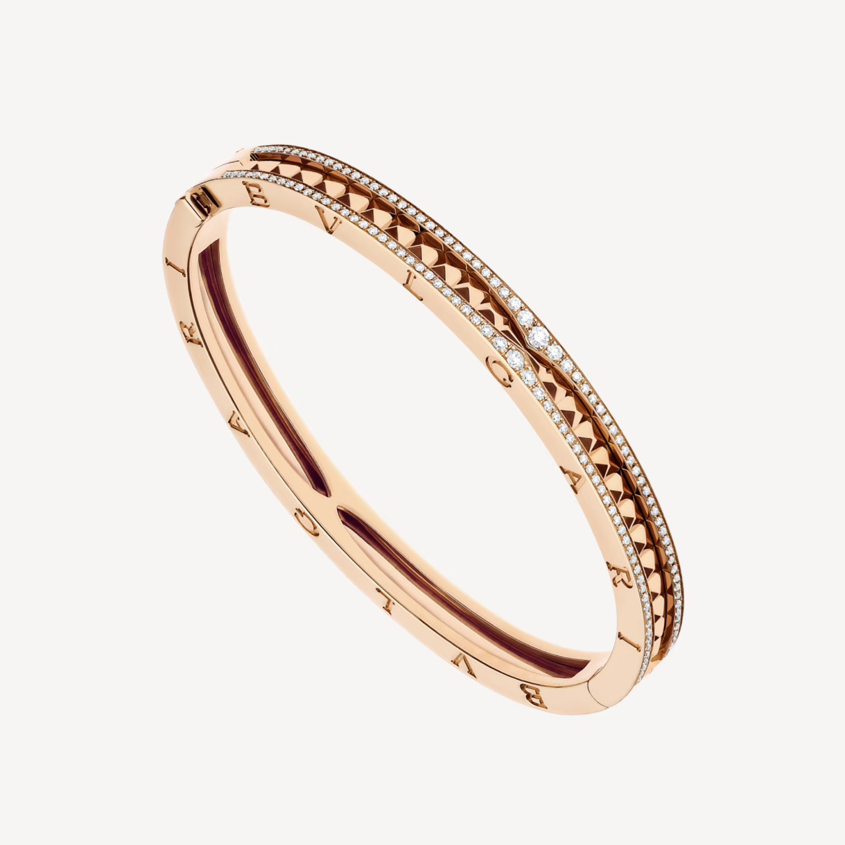 [Kincade Jewelery]ZERO 1 SPIRAL AND PAVED DIAMOND PINK GOLD BRACELET