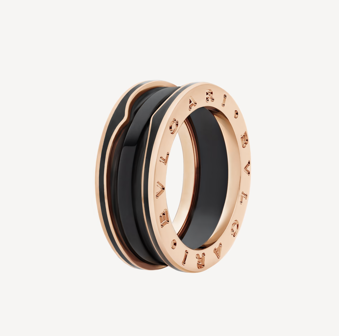 [Kincade Jewelery]ZERO 1 TWO-BAND WITH MATTE BLACK CERAMIC PINK GOLD RING