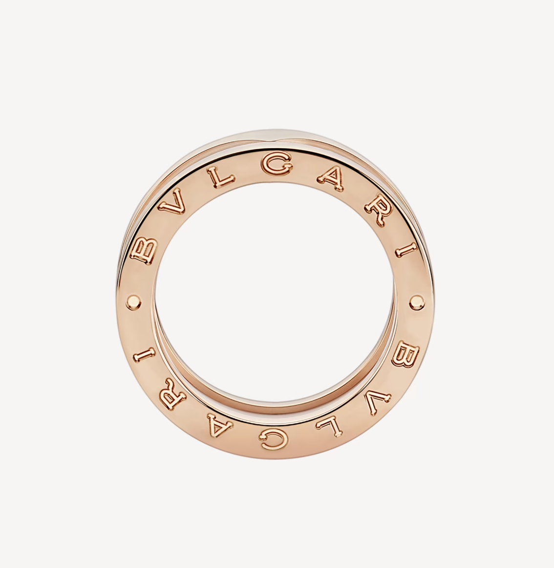 [Kincade Jewelery]ZERO 1 TWO-BAND LOOPS AND WHITE CERAMIC SPIRAL PINK GOLD RING
