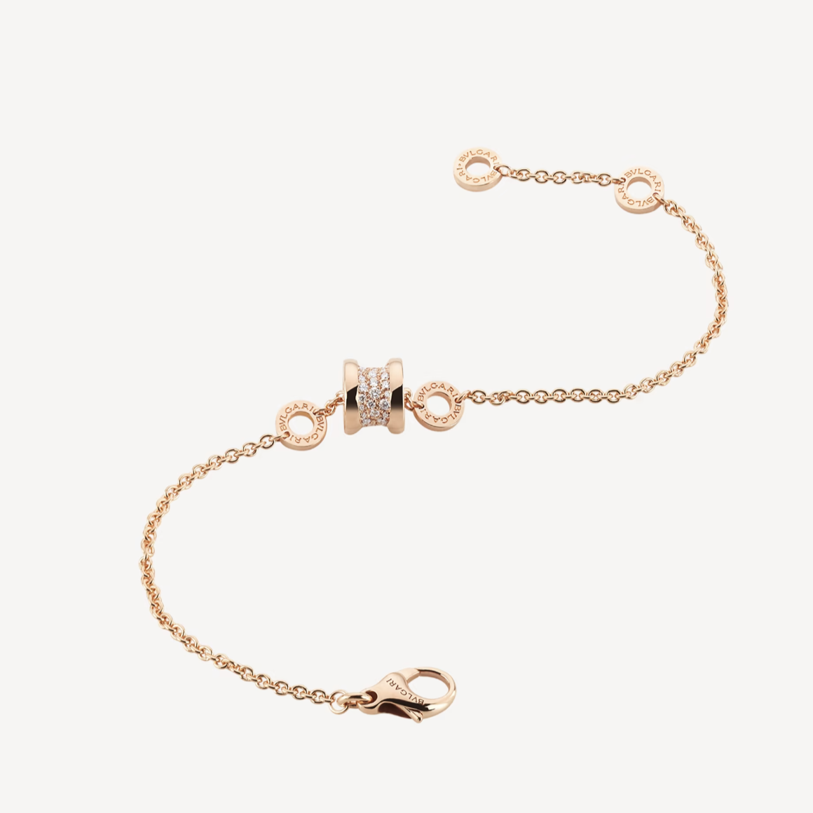 [Kincade Jewelery]ZERO 1 SOFT PINK GOLD WITH PAVED DIAMONDS ON THE SPIRAL BRACELET