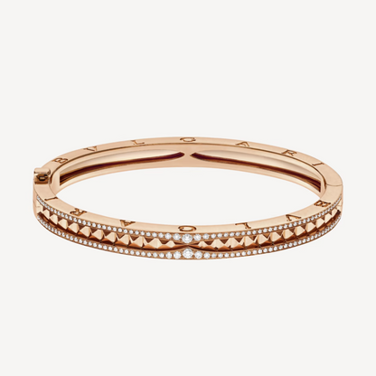 [Kincade Jewelery]ZERO 1 SPIRAL AND PAVED DIAMOND PINK GOLD BRACELET