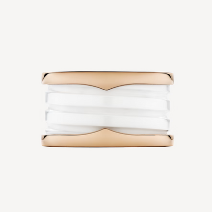 [Kincade Jewelery]ZERO 1 FOUR-BAND LOOPS AND WHITE CERAMIC SPIRAL PINK GOLD RING