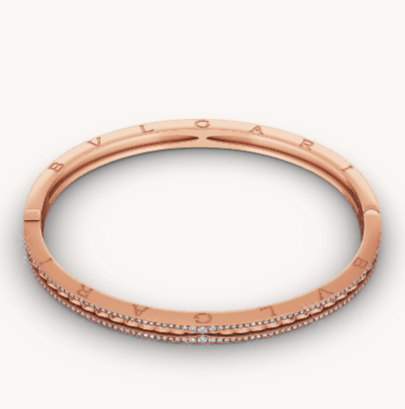 [Kincade Jewelery]ZERO 1 SPIRAL AND PAVED DIAMOND PINK GOLD BRACELET